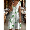 Damen Midikleid T-Shirt-Kleid Sommerkleid A Linie Kleid Urlaub Lässig Strand Strand Normale Passform Blumen Grafik Kurzarm V Ausschnitt Schwarz und Weiß Gelb Rote Blau Sommer Frühling