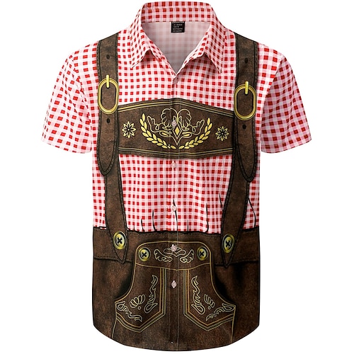 Hawaiihemden Aloha-Hemd Bayerisch München Deutsch alpin Grafik für Herren Erwachsene 3D-Druck für Karneval Oktoberfestbier Strand Urlaub Party Image