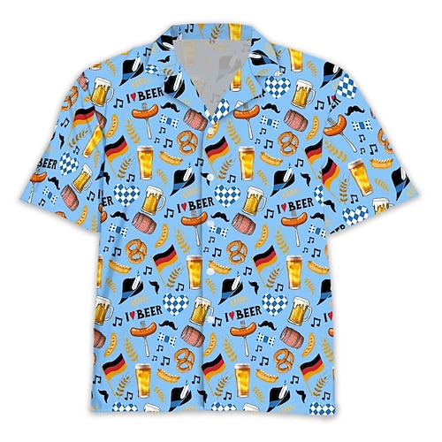 Hawaiihemden Aloha-Hemd Bayerisch München Deutsch alpin Grafik für Herren Erwachsene 3D-Druck für Karneval Oktoberfestbier Strand Urlaub Party Image