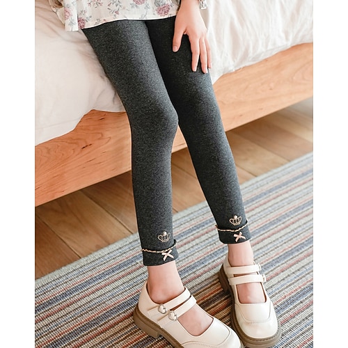 Kinder Mädchen Leggings Einfarbig Streetwear Outdoor 4-12 Jahre Herbst Schwarz Weiß Rosa Image