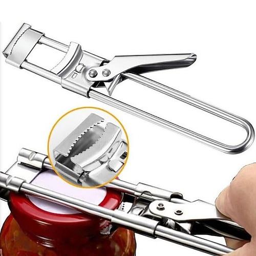 verstellbarer Einmachglasöffner aus Edelstahl, fest sitzender Deckelöffner für Senioren mit Arthritis und Kinder, multifunktionales Marmeladenflaschenöffner-Werkzeug für die Küche, leicht zu drehender Image