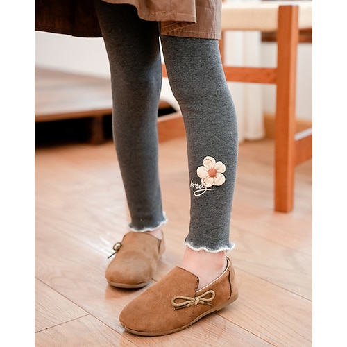 Kinder Mädchen Leggings Einfarbig Streetwear Schule 4-12 Jahre Herbst Schwarz Rosa Dunkelgray Image