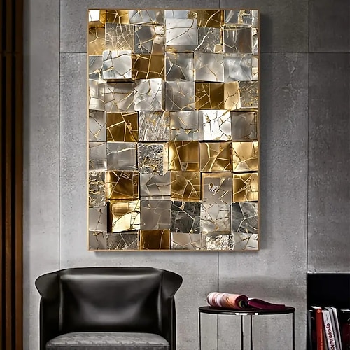 1 stücke rahmenlose abstrakte metall cube mosaik wand malerei moderne leinwand poster wohnzimmer und schlafzimmer decor kunstwerk Image