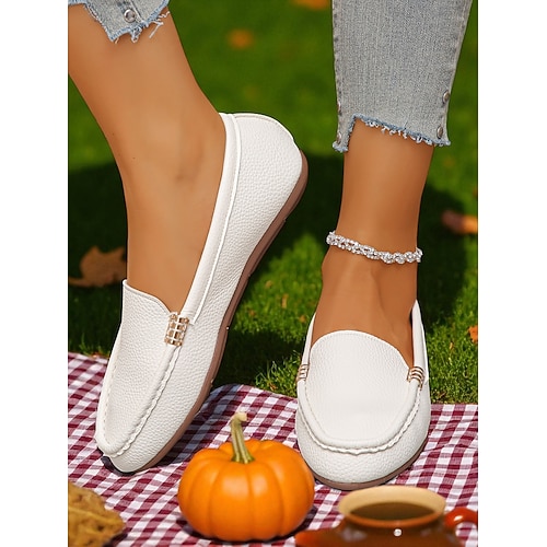 Schwarze flexible Mokassin-Flats für Frauen – Weiche faltbare lässige Fahr-Schuhe für Herbstpicknicks Gartenpartys und Reisen Image