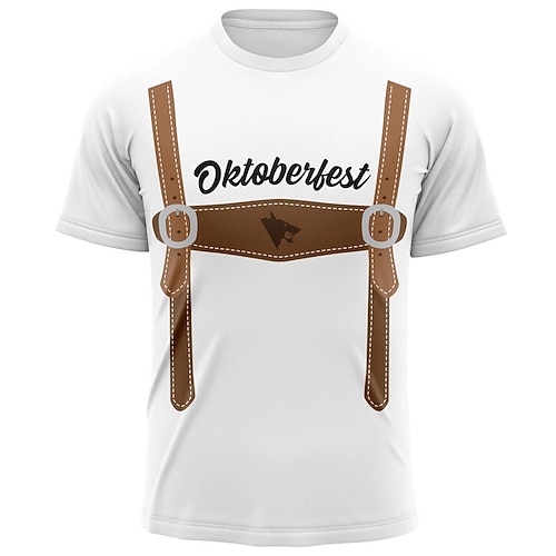 T-Shirt Bayerisch München Deutsch alpin T-Shirt Ärmel Grafik für Herren Erwachsene 3D-Druck für Karneval Oktoberfestbier Party Alltagstauglich Image