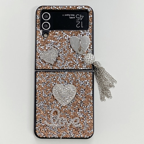 Handy Hülle Handyhüllen Für Samsung Galaxy Z Flip 7 Z Flip 6 Z Flip 5 Z Flip 4 Z Flip 3 Rückseite Bling Glitzer glänzend Stoßfest TPU Strass Metall Image