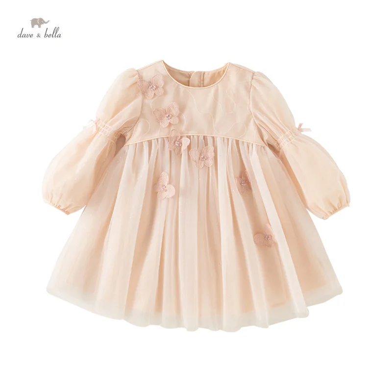 Dave Bella Prinzessin Kleid für Mädchen Baby Kinder neue Herbst süße sanfte Mode Mesh Schmetterling Party im Freien db3241733 Image