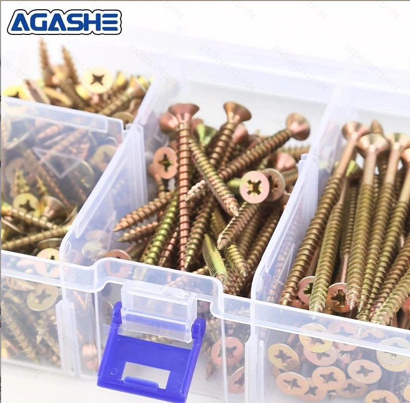 100 Stück/200 Stück selbstschneidende Schraubensätze, M5 × 30 40 60 80 mm Flachkopf-Kreuzschrauben sind für die Heimdekoration von Holz/Massivholz geeignet
