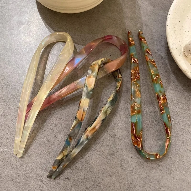 U-förmige Acryl-Haarspange für Frauen, koreanischer Stil, Pferdeschwanz-Haarnadel, modische Mädchen-Haar-Lockenwickler-Haarnadel Image