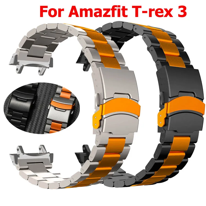 Neue Mode Edelstahl Metall Band Für Amazfit T-Rex 3 Armband Luxus Armband Correa Für Huami Amazfit trex 3 armband Image
