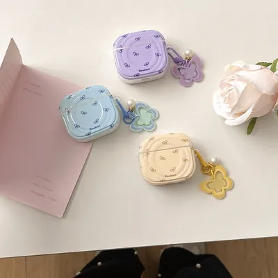 Originalität Water Ripple Bowknot Muster mit Schmetterlingsanhänger Kopfhörerhülle für AirPods 1 oder 2 3 4 Pro 2 Image