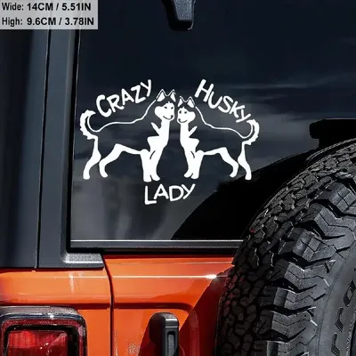 1pc verrückte Husky Dame Auto Aufkleber für Laptop Wasser flasche Auto LKW Motorrad Fahrzeug Farbe Fenster Wand Tasse Toolbox Gitarre Scoot Image