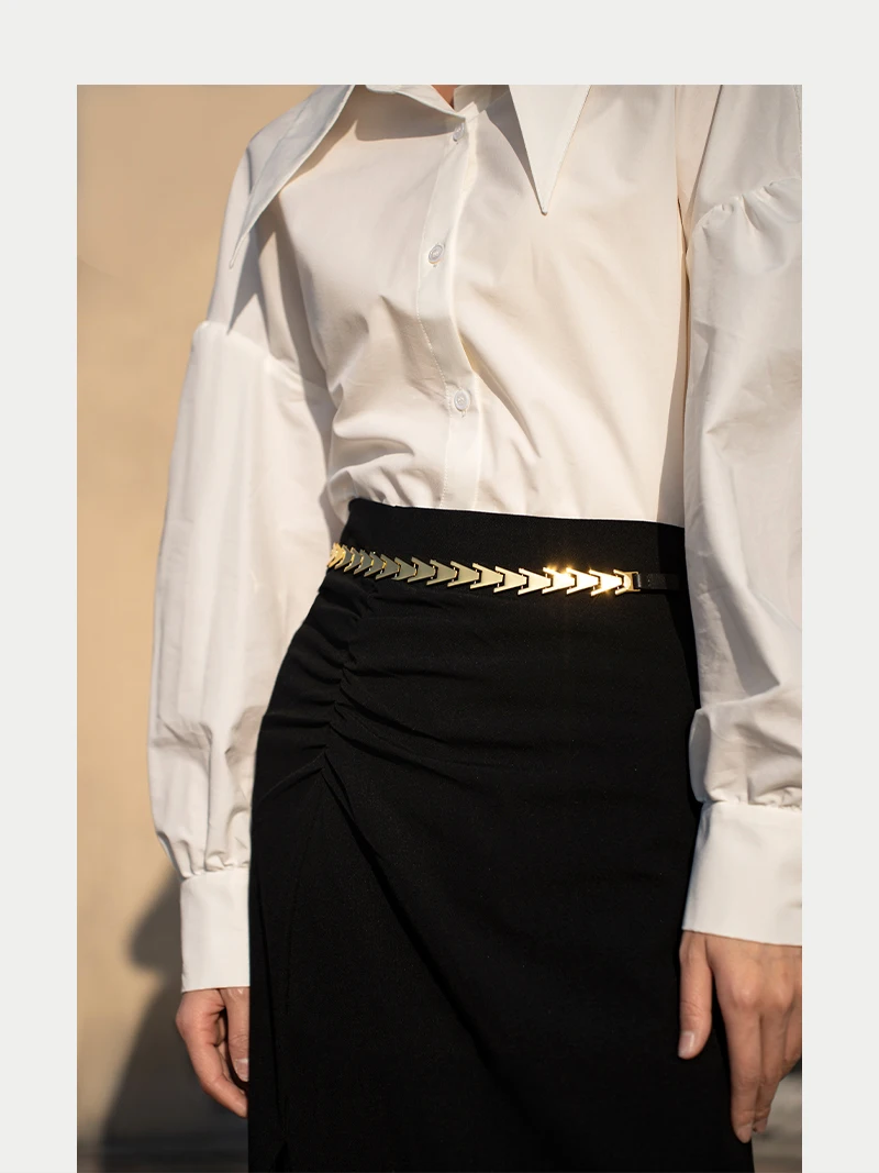 Neue Frauen Sexy Metall Kette Elegante Frauen Gürtel Taille Korsett Gürtel Leder Taillen Dual-use-Bund Kleidung Zubehör ﻿