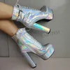 Berzimer Plattform Stiefeletten für Frauen Reiß verschluss High Heels Stiefeletten runde Zehen hand gefertigte Damenschuhe Frau Größe 42 45 50 52