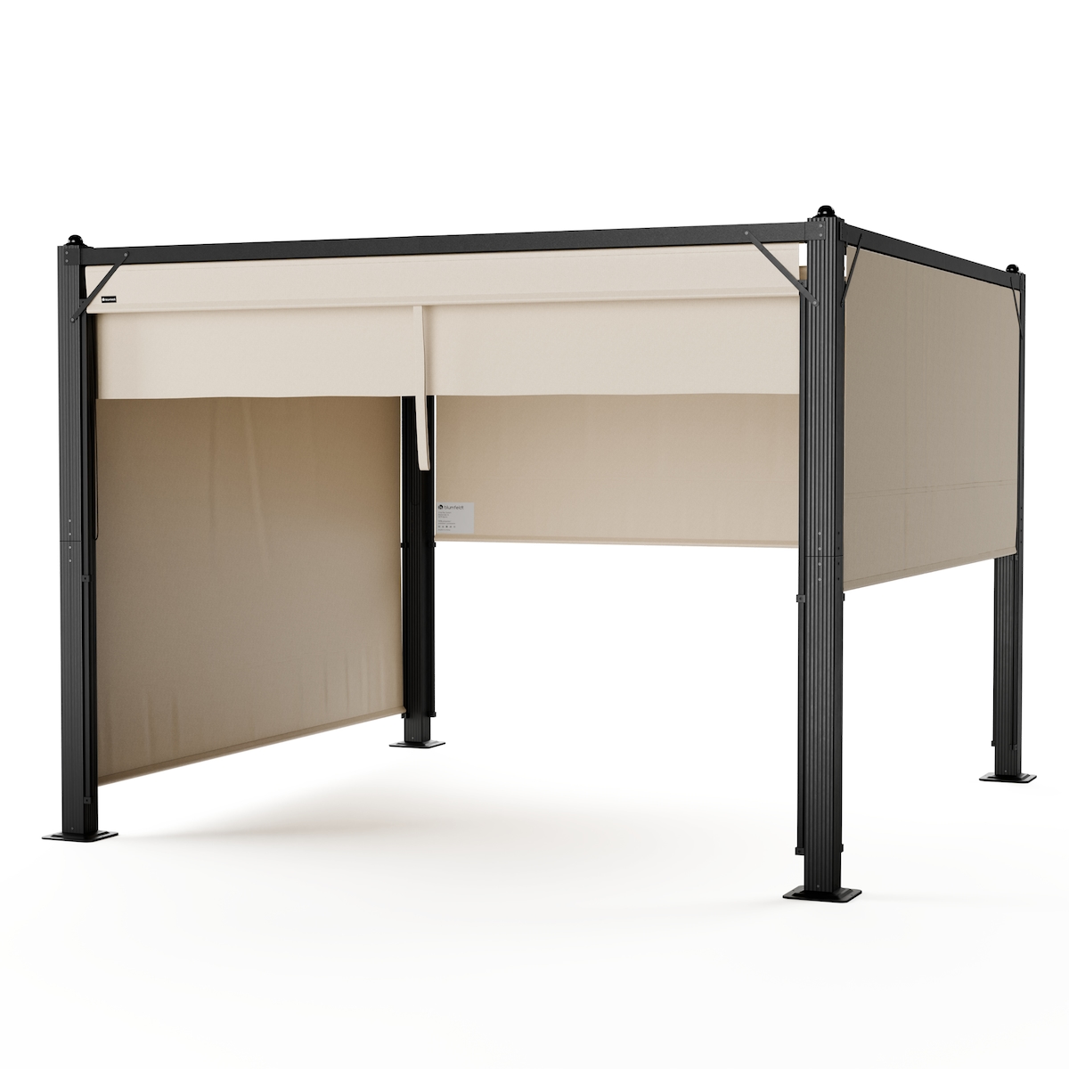 Blumfeldt Pantheon Cortina Pavillon 3x3m | wetterbeständig | Aluminium | pulverbeschichtet | Rollläden Anthrazit / Beige Image