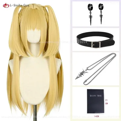 MisaMisa Cosplay Perücke Goldgelbe Perücken Misa Amane Anime Cosplay Kostüme Perücke Für Frauen Hitzebeständige Synthetische Haar + Perückenkappe Image