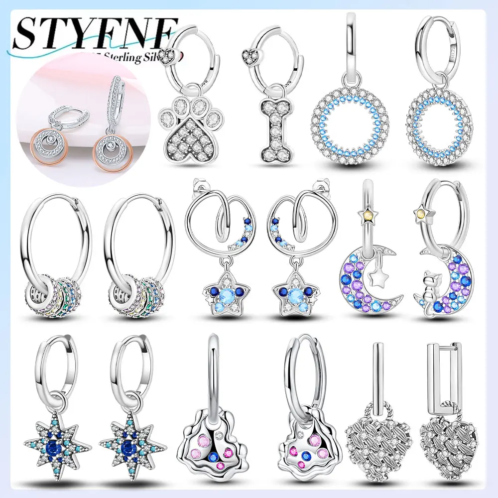 Ohrringe aus 925er-Sterlingsilber mit sternenklarer Kombination, blaues Hexagramm, für Damen, Verlobung, Hochzeit, Geburtstag, Schmuck, Geschenk Image