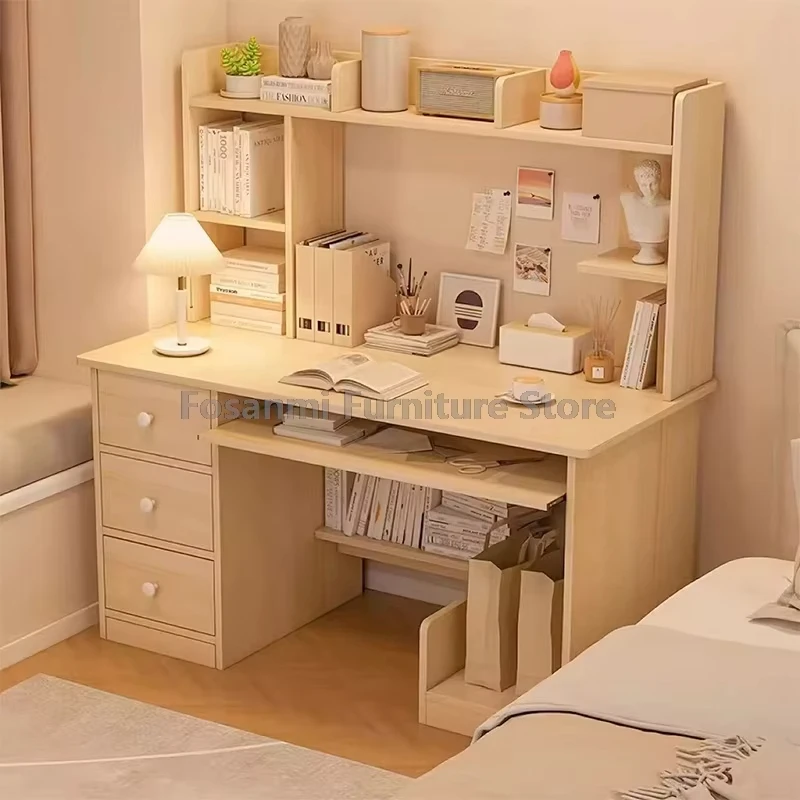 All-in-One-Computertisch mit Schubladen und Regal, moderner Bürotisch, Heim-Gaming-Schreibtisch für Schlafzimmer, PC-Gamer-Schreibtische Image