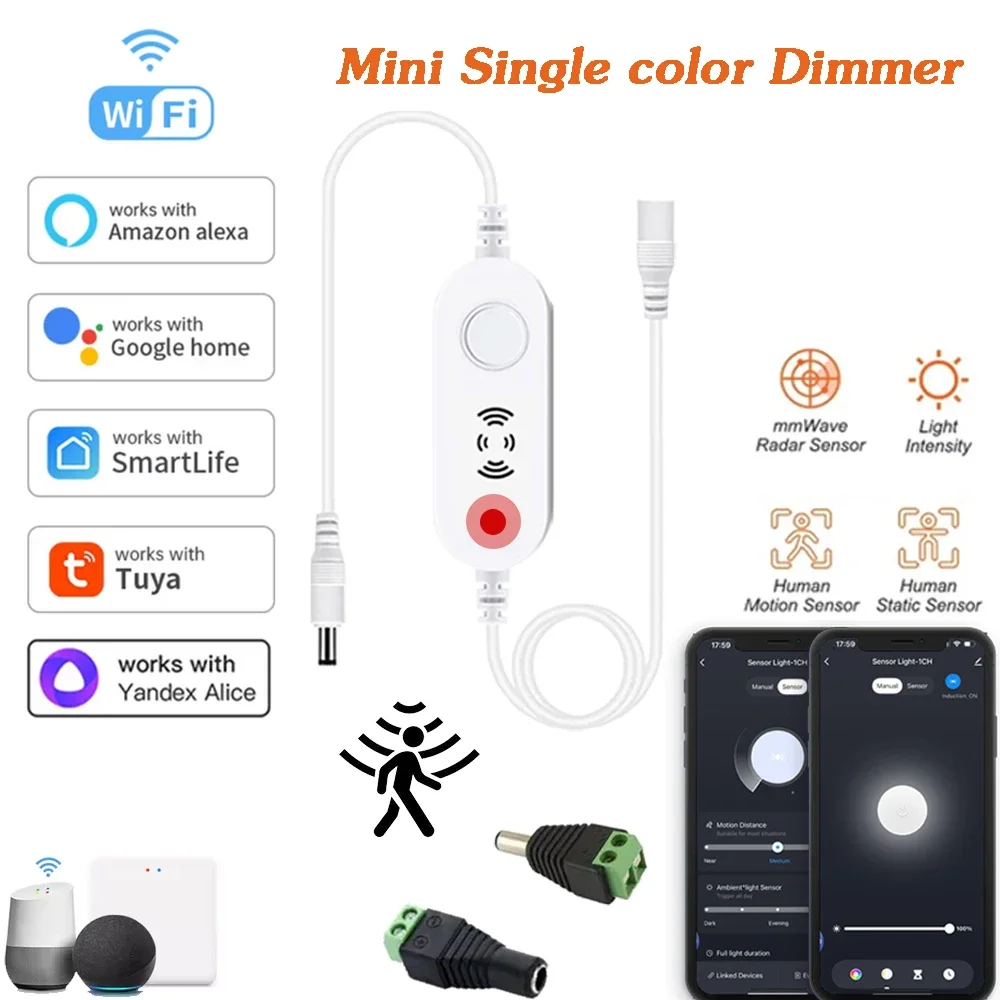 Tuya Wifi Mini Dimmer LED Controller Einzigen Farbe Schalter Menschliche Anwesenheit Motion Sensor Radar Welle Menschlichen Detektor für Alexa Google Image
