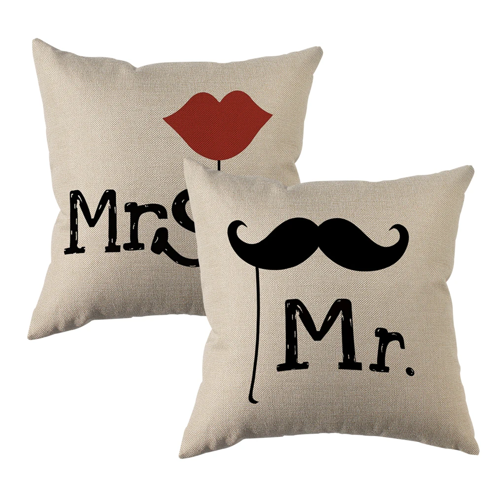 Herr und Frau drucken Paar Kissen bezüge Wohnkultur für Sofa Schlafzimmer Büro Auto dekorative Kissen bezug Baumwolle Leinen 45x45cm