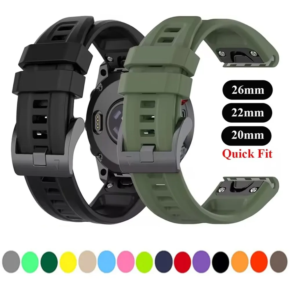 Quick Fit 26mm 22mm 20mm Silikonarmband für Garmin Fenix 8/Tactix 8/Enduro3/Fenix E 7X Band für Forerunner 965/955/970 Armband Image