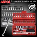 46 pz Set di bussole Strumento di riparazione auto Chiave a cricchetto Set di chiavi a bussola per nottolino Cacciavite Kit di strumenti professionali per la lavorazione dei metalli