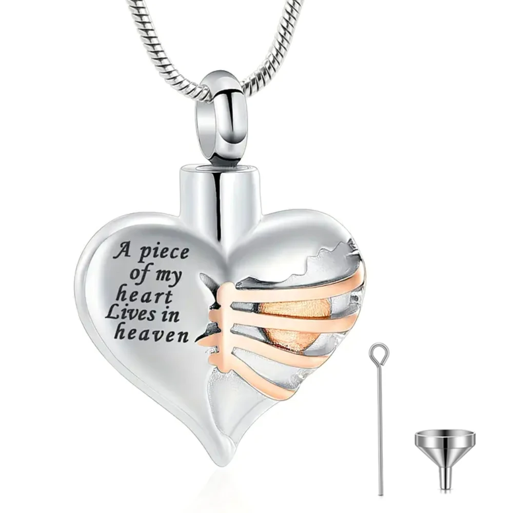Herz-Anhänger, Andenken, Feuerbestattung, Schmuck, Urnen für Menschen/Haustiere, Asche, Andenken, Edelstahl-Urnen-Halskette – ein Stück meines Herzens... Image
