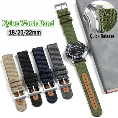 Nylon-Armband für Seiko-Armbänder, 18 mm, 20 mm, 22 mm, für Omega-Handgelenk, Militär, Herren und Damen, ersetzt Armband, Schnellverschluss für Amazfit-Gürtel Image