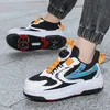 LED-Licht, wiederaufladbar, für Kinder, 4 Räder, Skates, Schuhe, Roller, Outdoor-Sneaker, abnehmbar, Skaten, Jungen und Mädchen, 2-reihig, weiß, Geschenk, verschiebbar