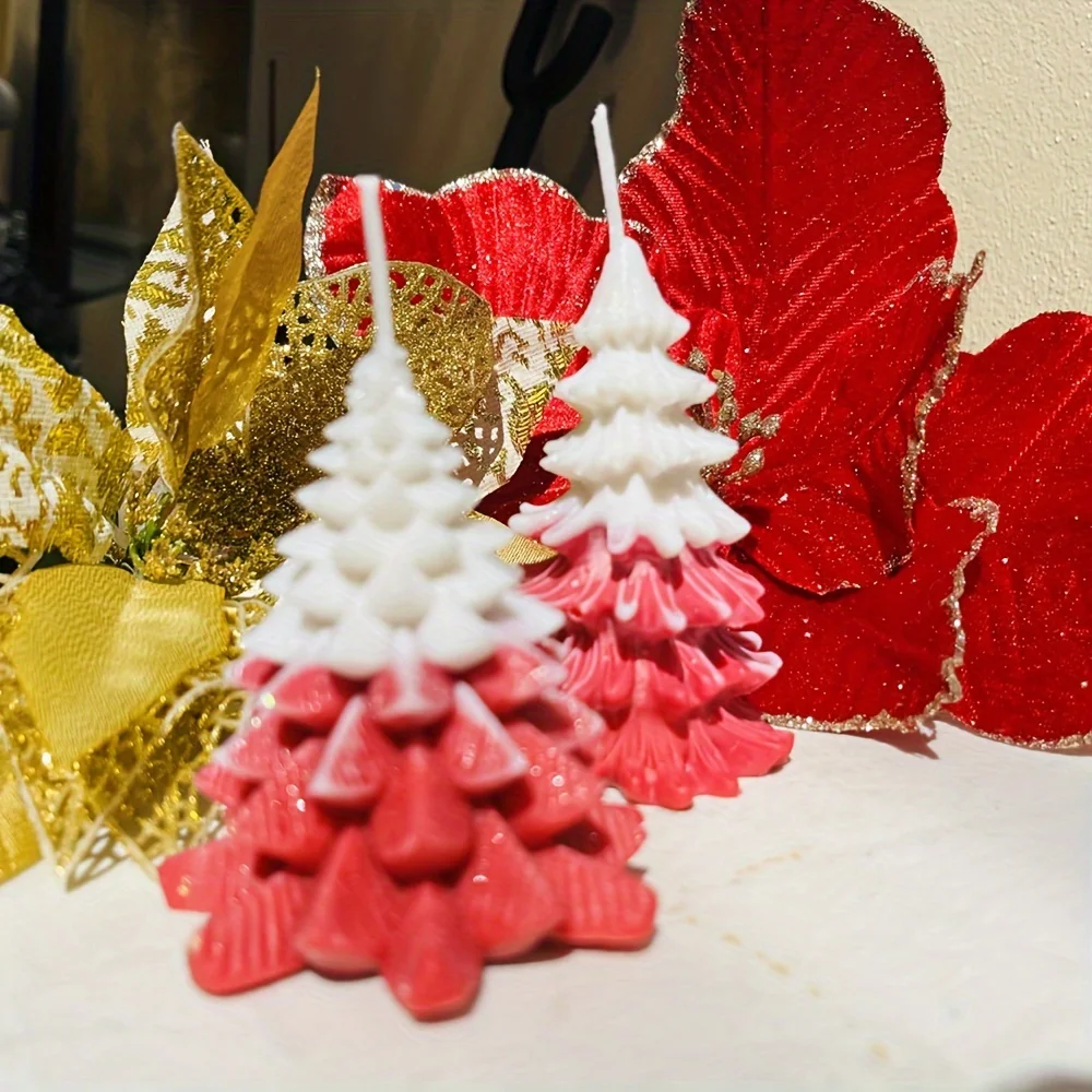 Silikon Mystische Stapeln Weihnachtsbaum Jesmonite Kerze Glas Silikonform Für Deckel Handgemachte Beton Kerze Gefäß Form Hause Image