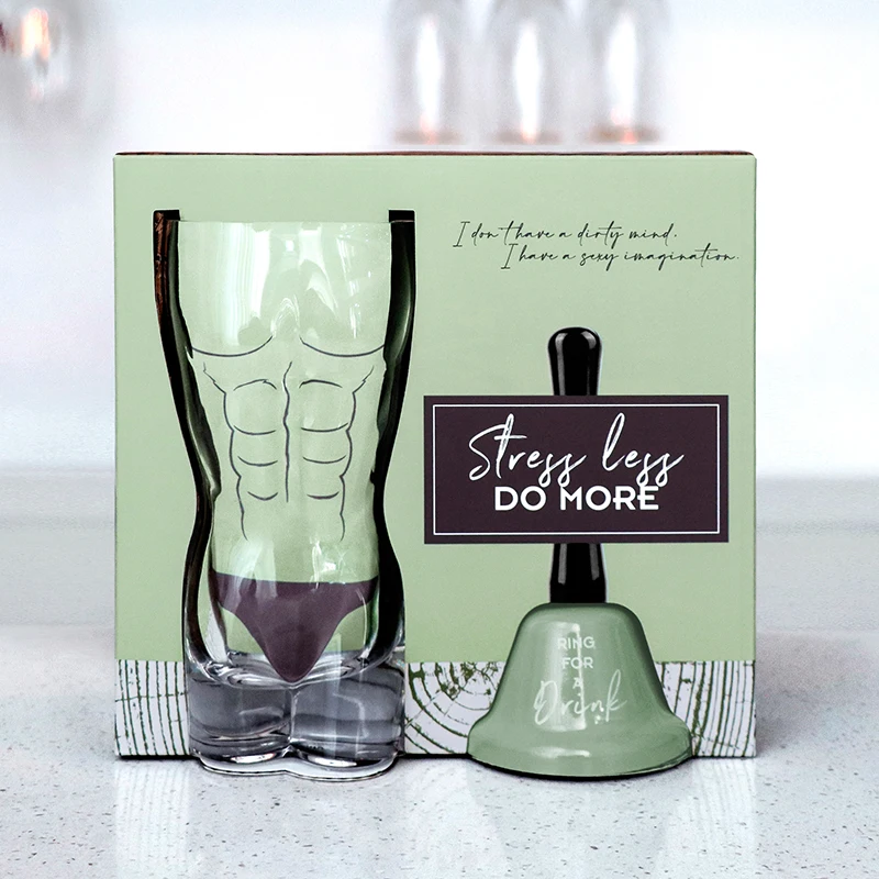 Bezaubernder 350-ml-Bierkrug aus Glas mit Handglocke, originelles Geschenkset, Humor-Design, perfekt für Frauen, Bierliebhaber, einzigartiges Trinkgeschirr Image