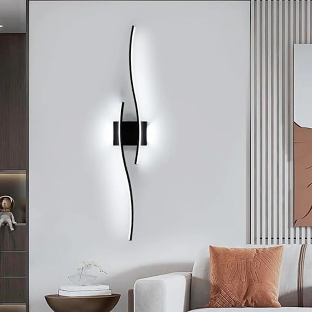 LED-Innenwandleuchte, weißes Licht, 6500 K, schwarze LED-Wandleuchte, LED-Wandleuchte für den Innenbereich für Schlafzimmer, Arbeitszimmer, Flur, Treppen