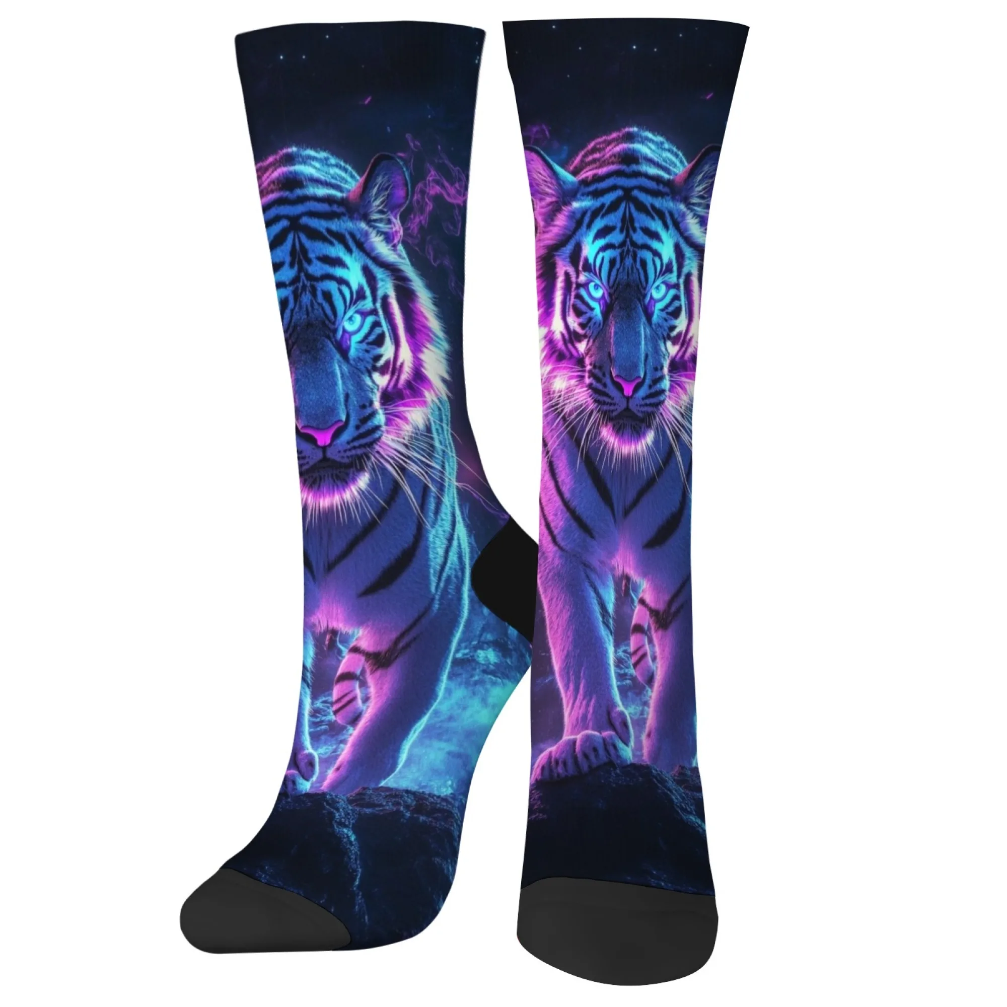 Neuheit Neon Tiger Herrensocken Harajuku Retro-Stil glücklich lustige Socken Straße Hip-Hop Persönlichkeit Trend Socken Zubehör Geschenk Image