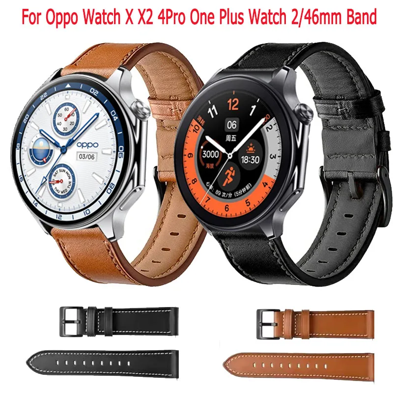 22mm Lederarmband für Oppo Watch X X2 4Pro One Plus Watch 2 Armband Ersetzen Sie das Armband für Oppo One Plus Watch 46mm Armband Image