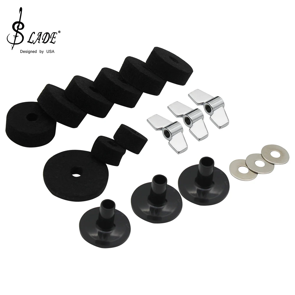 Slade Becken stehen Ärmel Filz Pad 18-teiliges Set mit Unter leg scheibe Basis Flügel muttern Ersatz für Trommel Hi-Hat Becken Ständer Zubehör Image