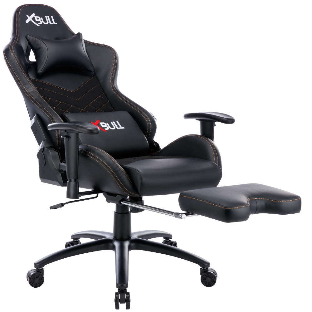 ZIK Bürostuhl Ergonomischer Gaming-Stuhl mit Fuß- und Armstütze, Lendenwirbelstütze, verstellbares Kunstleder - Schwarz Image