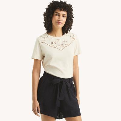 Nautica Women's Embroidered Crewneck T-Shirt Egret, XL