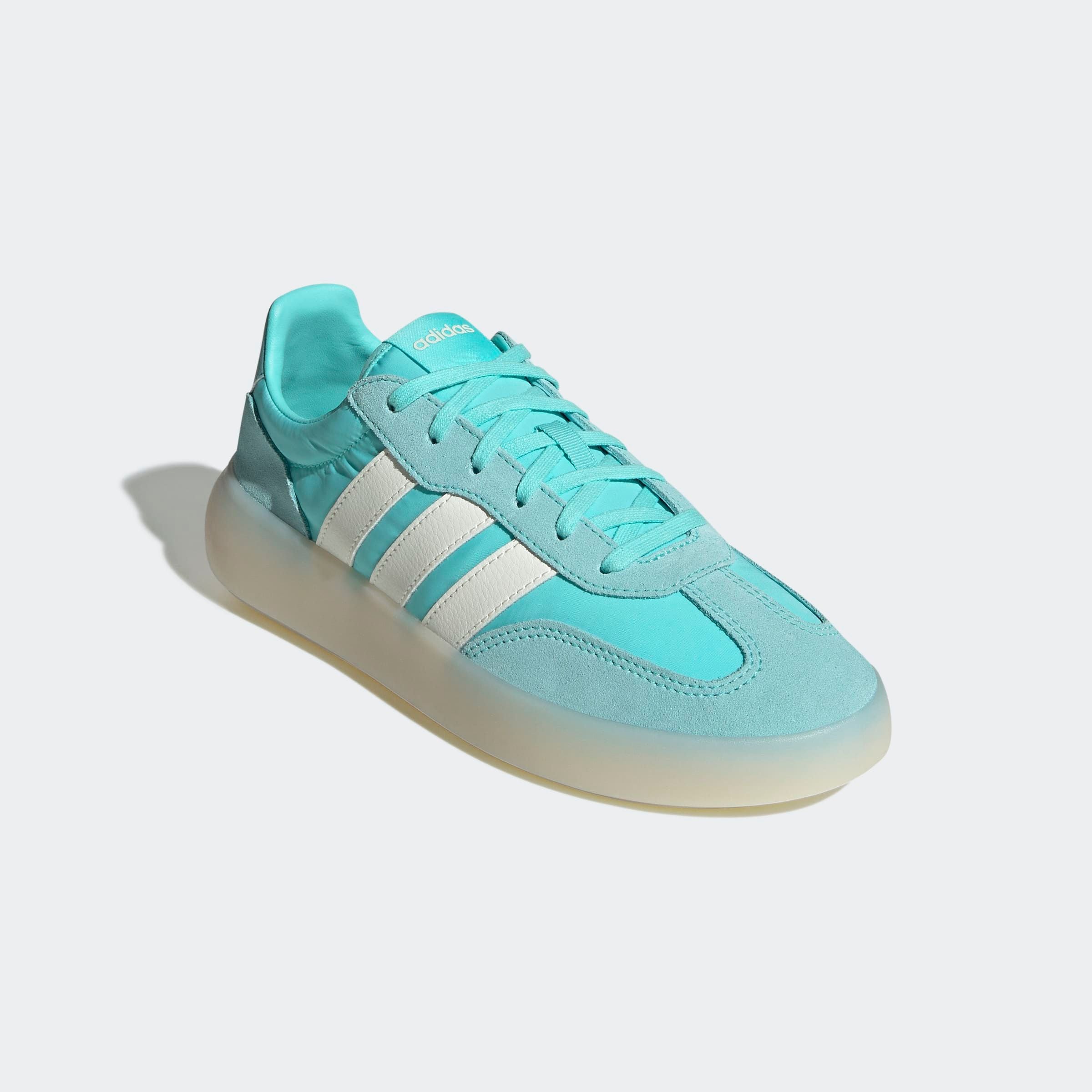 Sneaker ADIDAS SPORTSWEAR "BARREDA DECODE", Damen, Gr. 42,5, weiß (flash aqua, sanftes weiß, mint ton), Leder, Textil, Schuhe Sneaker, Design auf den Spuren des adidas Handball Spezial
