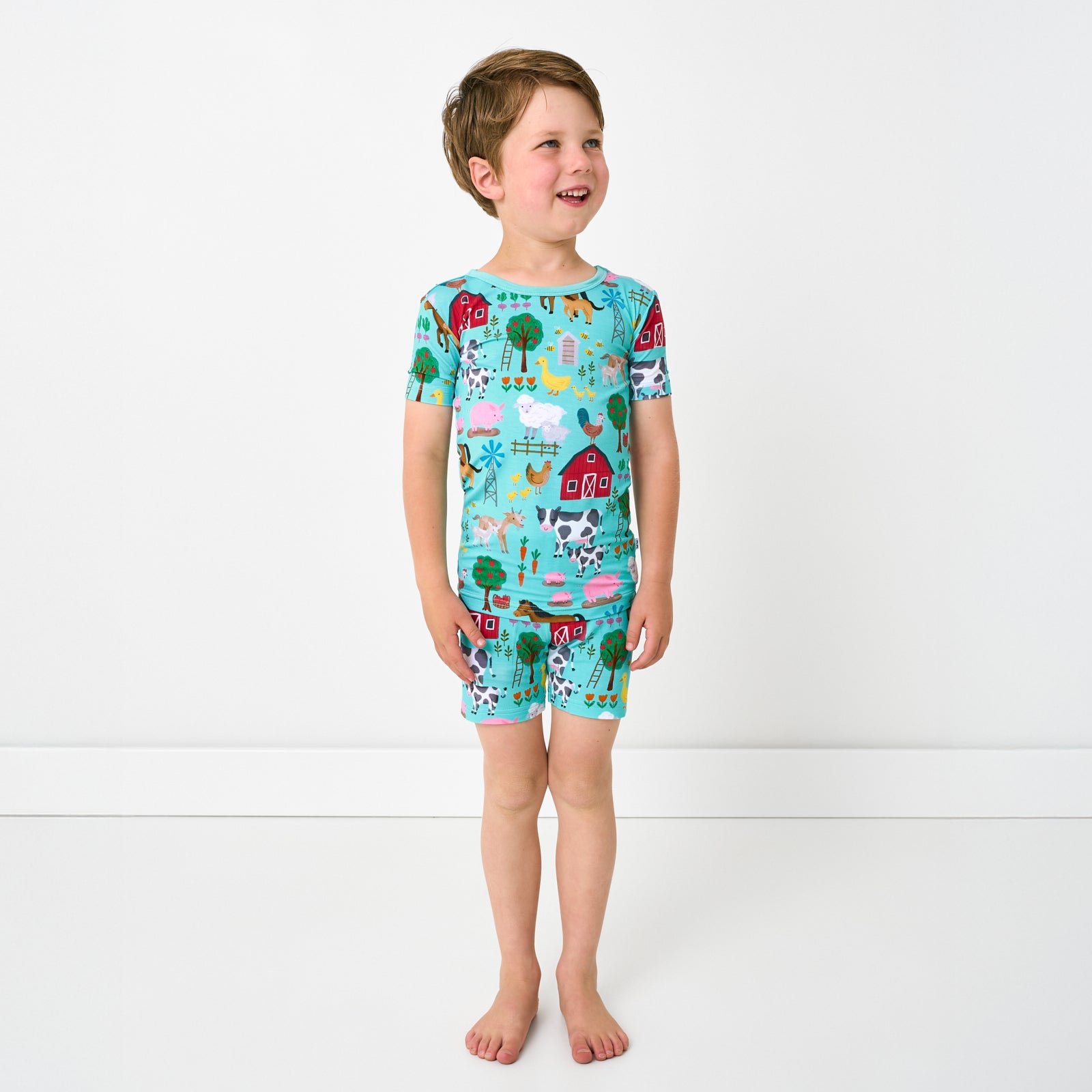 Blue Farm Fam Two-Piece Short Sleeve & Shorts Pajama Set - 5 - 6