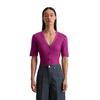 T-Shirt MARC O'POLO "aus softem Modal-Organic-Cotton-Mix", Damen, Gr. XL, fresh berry, Obermaterial: 50% Modal, 50% Baumwolle, unifarben, Basic, slim fit, V-Ausschnitt, Kurzarm, Shirts