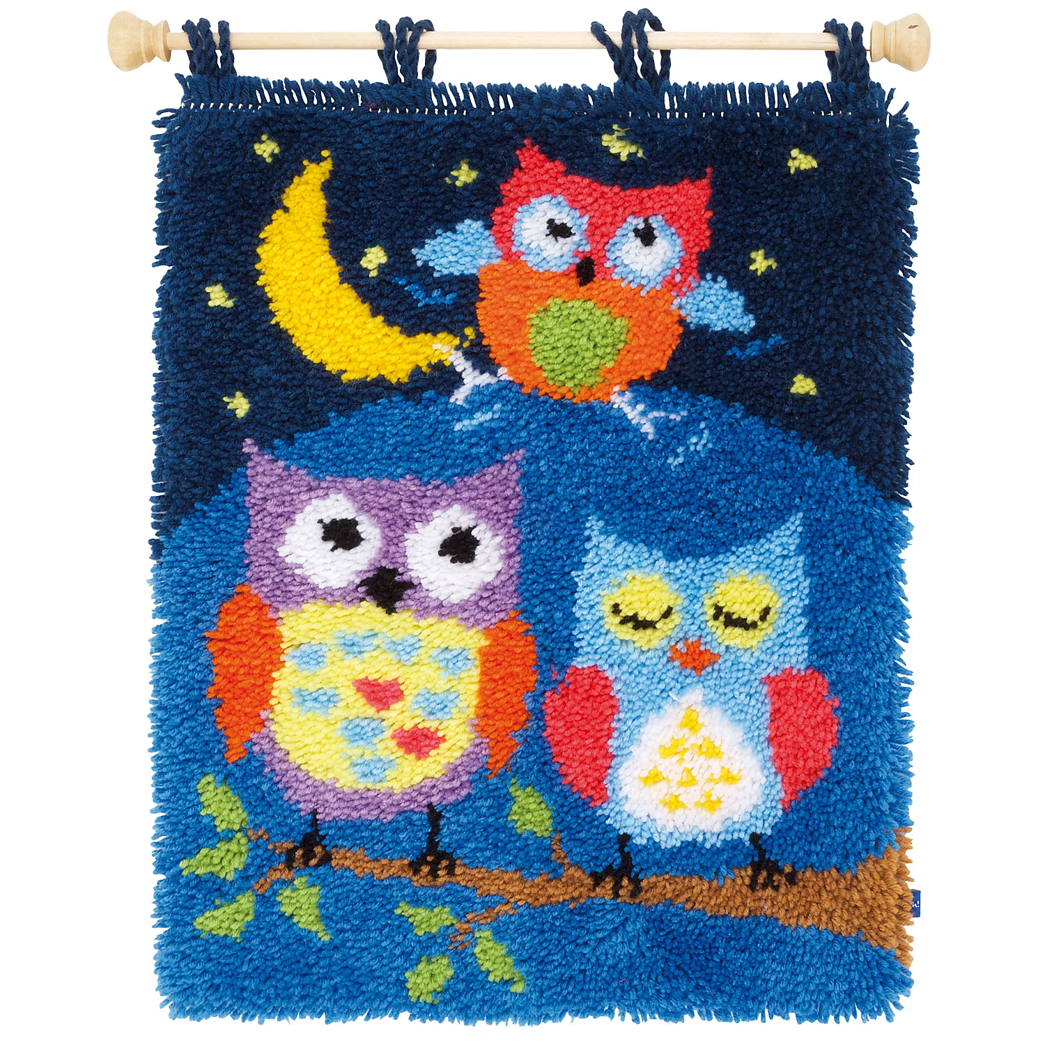 Knüpfteppich Bunte Eulen, 43 x 54 cm Image