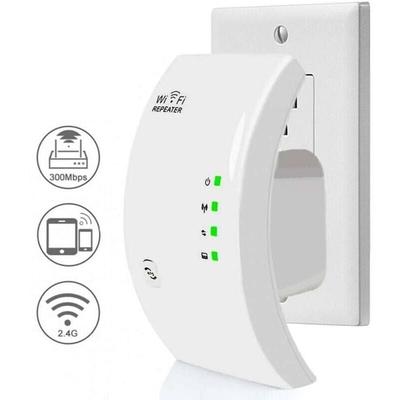 WiFi Repeater WiFi Verstärker 300Mbps Abdeckung bis zu 200m2, Weiß Ymyny