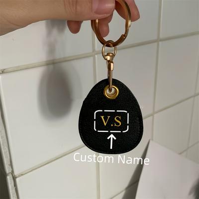 TEMU Custom Engraved Leather Keychain - Personalized Alphabet Letter, Elegant Handmade Keyring For Men And Women, Ideal Valentine's Day Gift, Valentine Keychain | Elegant Keychain | Goldtoned Rin Image