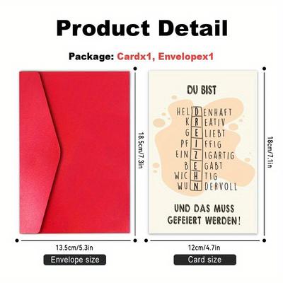 "TEMU 1pc German 13th Birthday Puzzle Card For Girls And Boys - Gift For Teenagers, Includes "du Bist Niedliches" Greeting Card With Pen And Gift Box, Birthday Gift | Design | Quality" Image