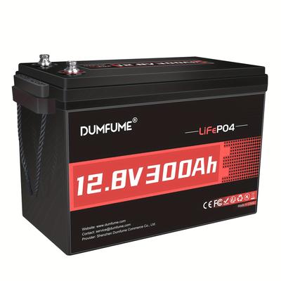 TEMU 12v 300ah Lifepo4 Battery, 10000+ Deep Cycle Rechargeable Lithium Battery With Built-in Bms, 3840wh, Rvs, Boats, Solar Engines, And Camping Use Image