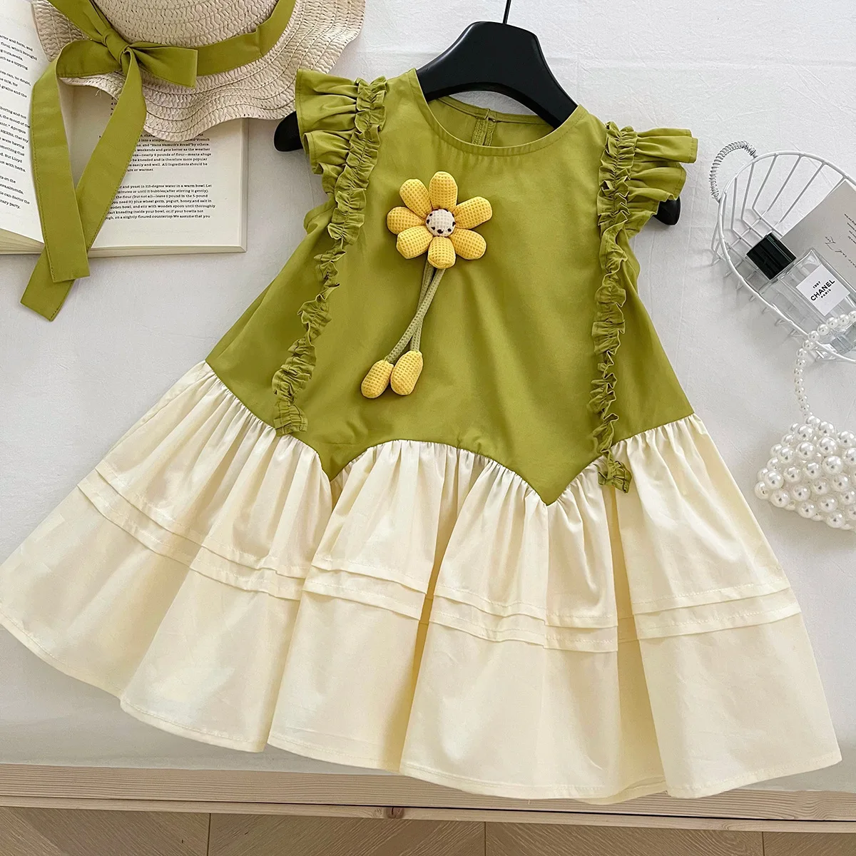 Mädchen-Freizeitkleider, Bohemian-Size-Blumen-Patchwork-Sommerkleid, Kinderkleider für Mädchen von 2 bis 7 Jahren, Blumenmädchenkleider Image