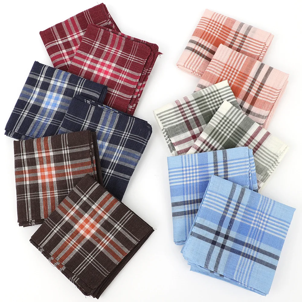 6 Stück Herren-Taschentuch, gemischt, kariert, gestreift, Polyester-Baumwolle, Taschentuch, altmodisch, nostalgisch, klassisch, 36 x 36 cm Image