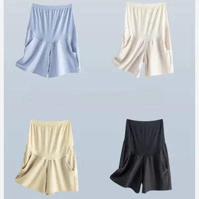 Women's Maternity Shorts - Loose Fit Breathable Pregnancy Shorts for Summer, Stretchy Casual Shorts with Pocket
