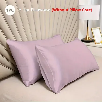 1PC Satin Kissenbezug Rosa 100% Polyester Bequemer Kissenbezug Home Decor 50x75/50x90 Geeignet für Schlafzimmer Hotel Kein Kissenkern Image
