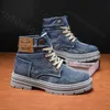 Große Herrenschuhe 2024, neue High-Top-Board-Schuhe, Denim, lässig, vielseitig, Werkzeug, trendige Schuhe, Botas Para Moto